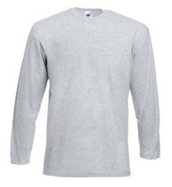Fruit of the Loom, Valueweight, Men's Long Sleeve Cotton Shirt, Ash Gray, 5XL