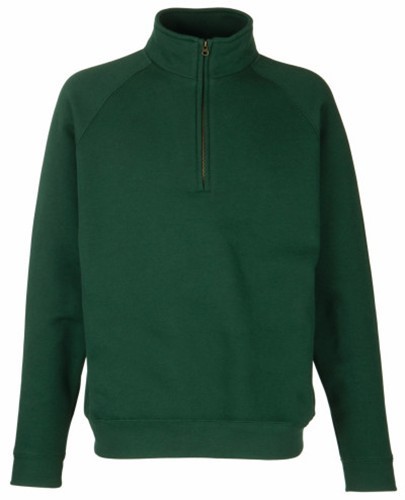 Fruit of the Loom, Classic Zip Neck Sweat,unisex duks sa cibzarom,  šumsko zelena, M