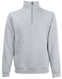 Fruit of the Loom, Classic Zip Neck Sweat, unisex duks sa cibzarom, pepeljasto siva, S