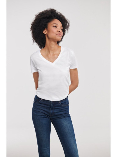 Russell,Ladies' Pure Organic V-Neck T