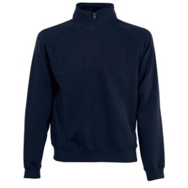Fruit of the Loom, Classic Zip Neck Sweat, unisex duks sa cibzarom, tamno teget, XL