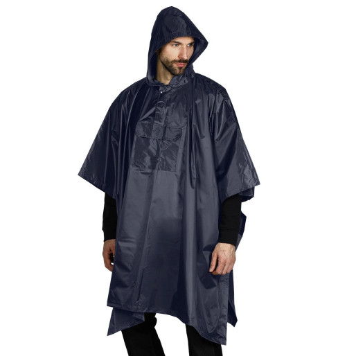 PONCHO, waterproof raincoat, blue