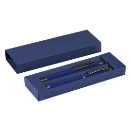 INK, metal ball pen and roller pen set blue