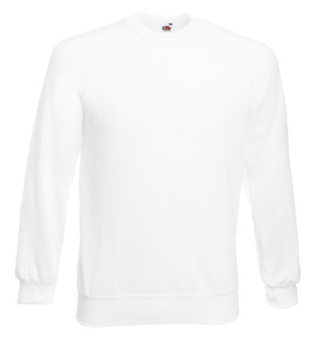 Fruit of the Loom, Classic Raglan Sweat, Classic Men's Hoodie, White, XL