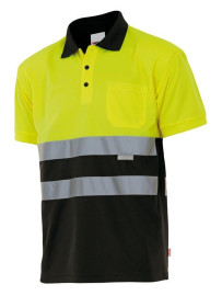 VL CUPID. Two-tone bird-eye polo shirt (160g/m²) with short sleeves, in polyester (100%)