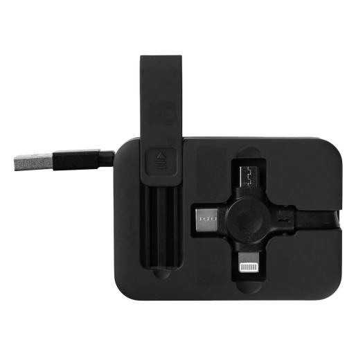 GLOBAL, usb kabl 3 u 1 sa držačem za mobilne uređaje, crni