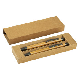 BAMBOO, bamboo mechanical pencil and ball pen set, beige