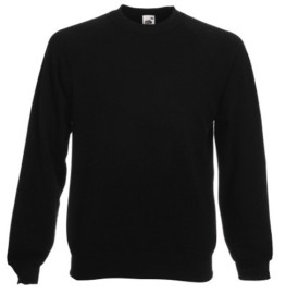 Fruit of the Loom, Classic Raglan Sweat, Classic Men's Hoodie, Black, 2XL