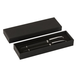 ASTRA PLUS, metal ball pen and roller pen set, black