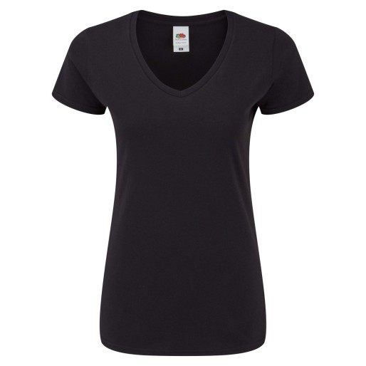 Fruit of the Loom, LADIES ICONIC 150 V-NECK, pamučna majica sa V izrezom crna boja