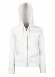 Fruit of the Loom, Ladies Premium Hooded Sweat Jacket, ženski duks sa kapuljačom i cibzarom,bela, XS