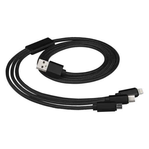 FLET, usb charging cable 3 in 1, black