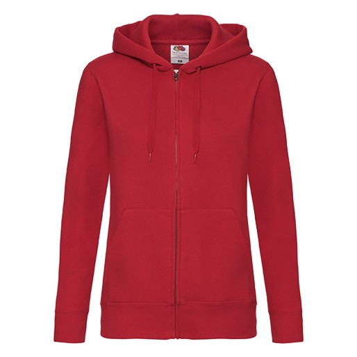 Fruit of the Loom, Ladies Premium Hooded Sweat Jacket, women's hooded sweatshirt, red,, S