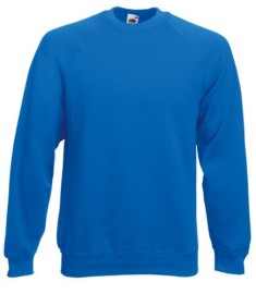 Fruit of the Loom, Classic Raglan Sweat, classic men's sweatshirt, royal blue, 2XL