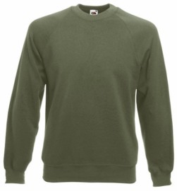 Fruit of the Loom, Classic Raglan Sweat, Men's Sweatshirt, Olive Green, L