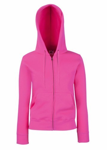 Fruit of the Loom, Ladies Premium Hooded Sweat Jacket, ženski duks sa kapuljačom i cibzarom,fuksija , M