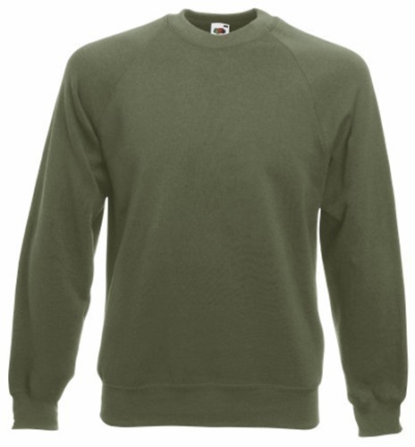 Fruit of the Loom, Classic Raglan Sweat, Men's Sweatshirt, Olive Green, 2XL