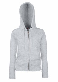 Fruit of the Loom, Ladies Premium Hooded Sweat Jacket, women's hooded sweatshirt, ash gray, XS