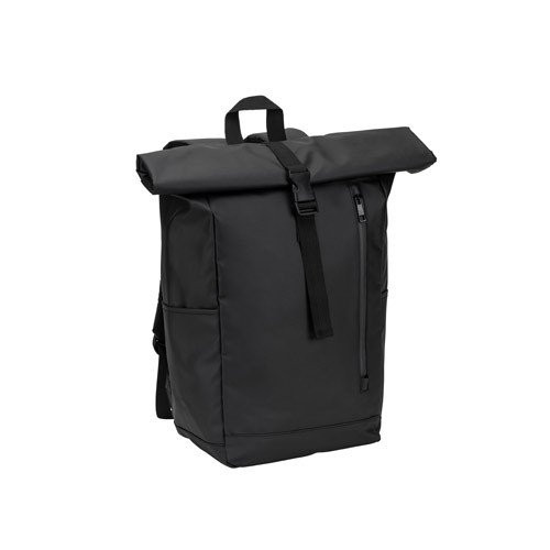 OSASCO BPACK. Roll top backpack with a zip system design that allows the top to be rolled up to fit the volume of the backpack, made from 600D recycled polyester