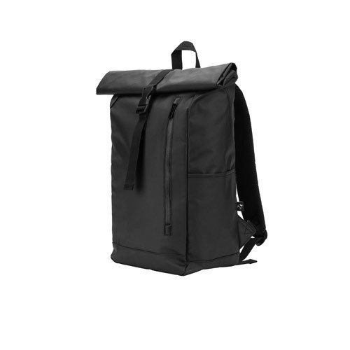 OSASCO BPACK. Roll top backpack with a zip system design that allows the top to be rolled up to fit the volume of the backpack, made from 600D recycled polyester
