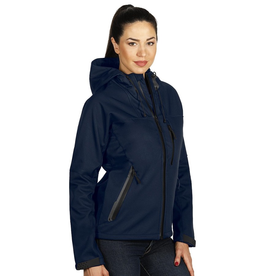 BLACK PEAK WOMEN, women’s softshell hooded jacket blue
