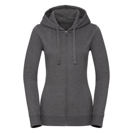 Ladies Authentic Melange Zipped Hood Sweat