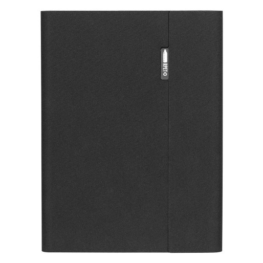 AMERIGO, portfolio case with a5 notebook, mobile phone stand, pen holder and additional pockets, black