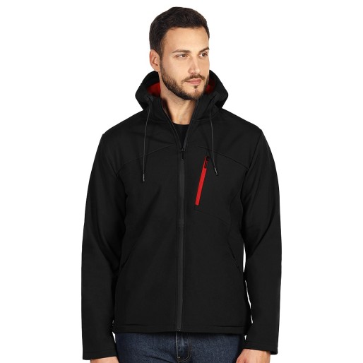 NITRO, duo-color hooded softshell jacket, red