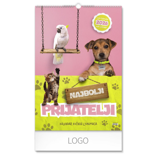 NAJBOLJI PRIJATELJI, zidni kalendar: 7 listova, dvomesečni