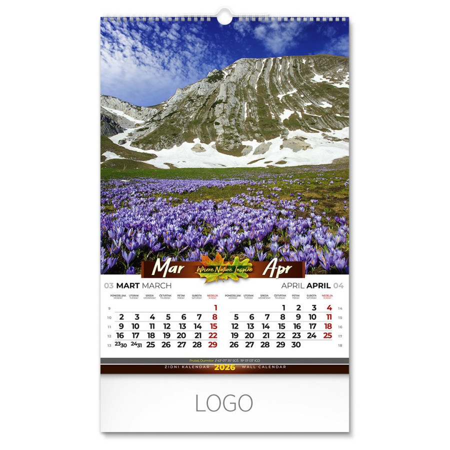 PRIRODA 01, wall calendar, 7 pages, b3 format