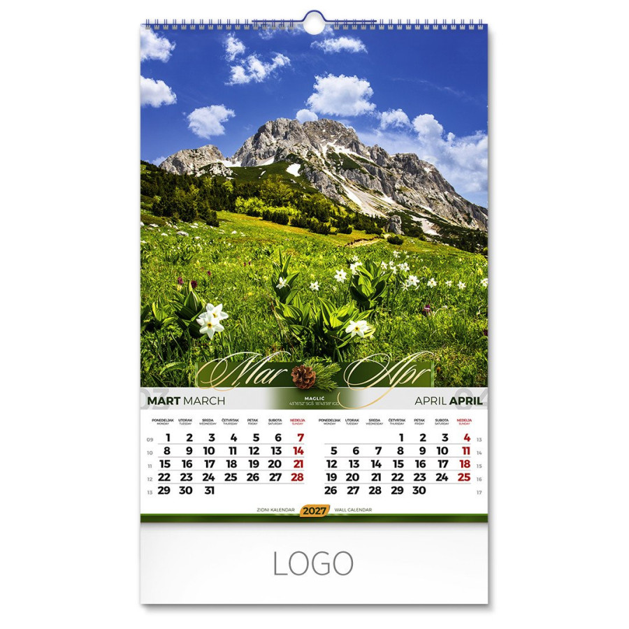 PRIRODA 01,  wall calendar, 7 pages, b3 format