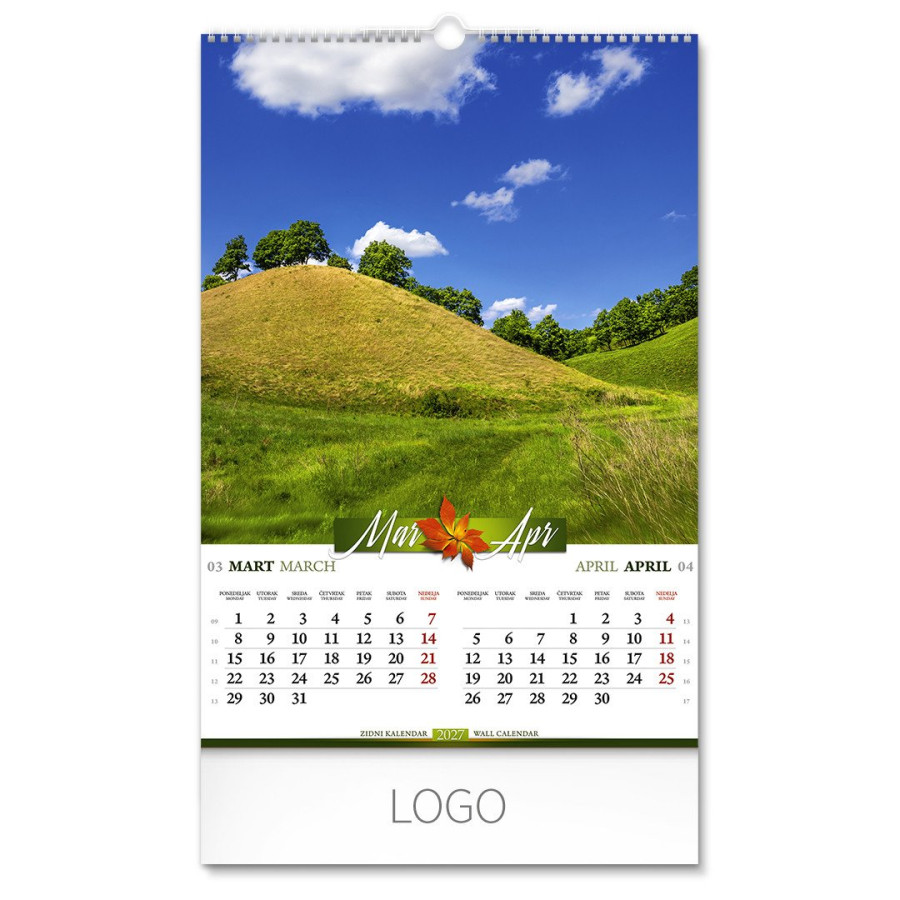 PRIRODA 02, wall calendar, 7 pages, b3 format