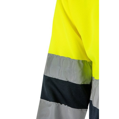 VL VULCAN. Bird-eye dvobojna polo majica (160g/m²) sa dugim rukavima, od poliestera (100%)