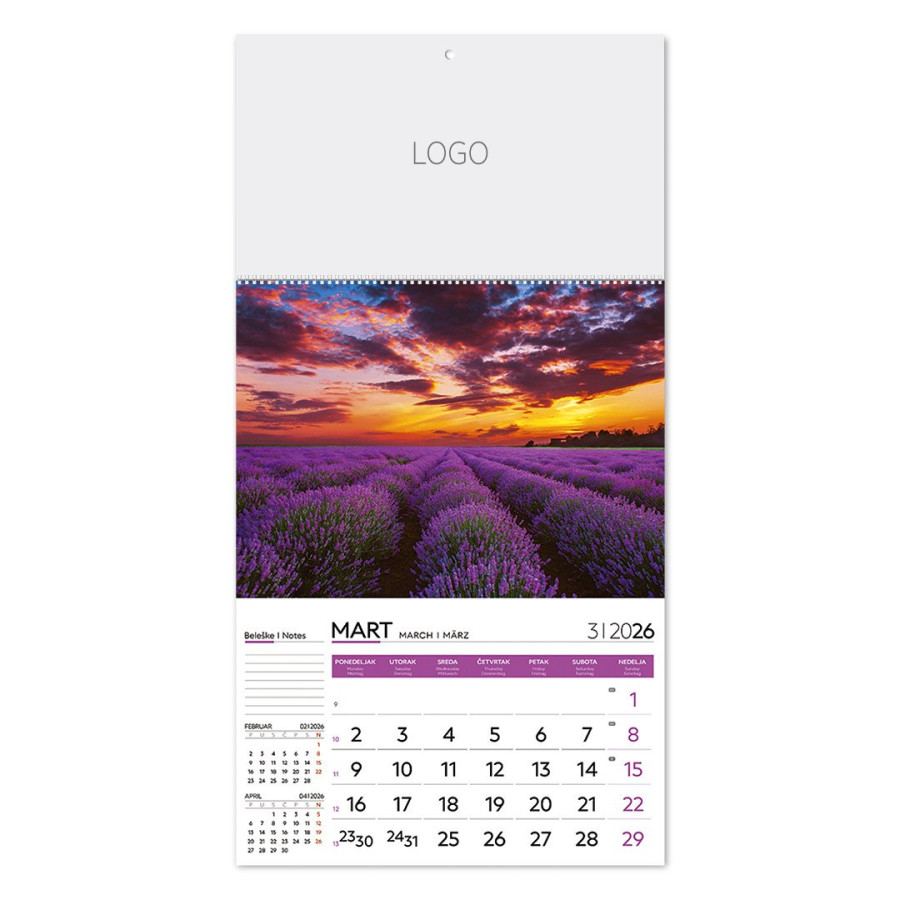 PRIRODA 58, wall calendar, 12 pages, a3 format
