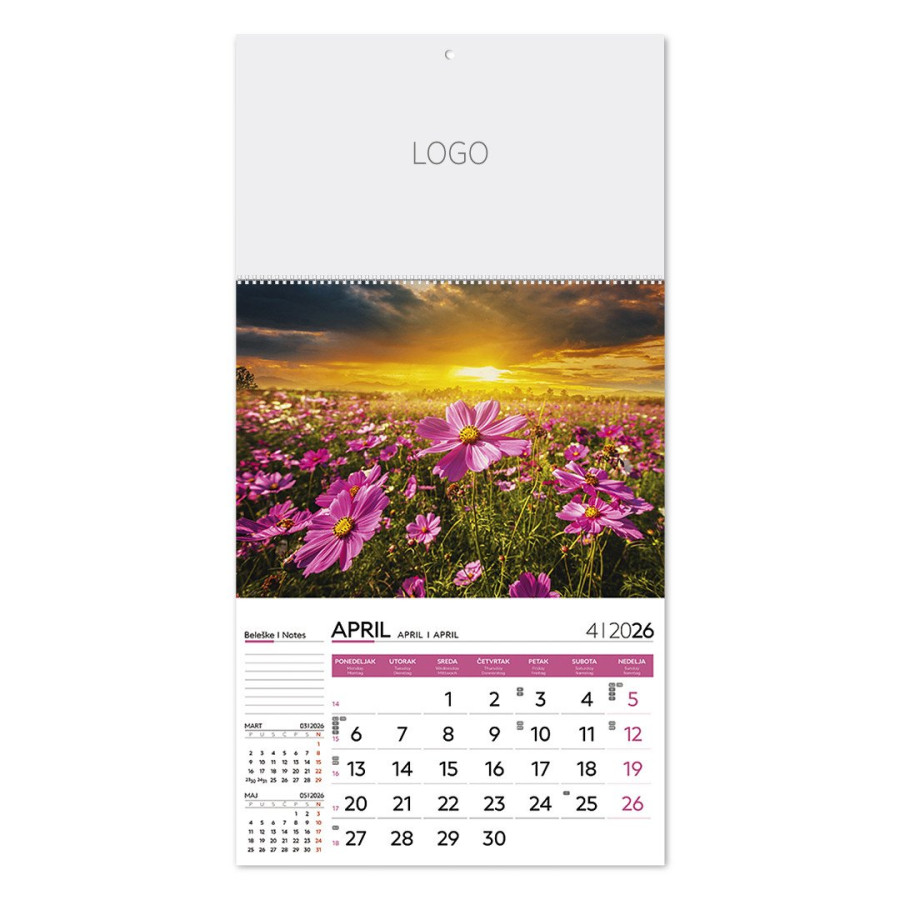 PRIRODA 58, wall calendar, 12 pages, a3 format
