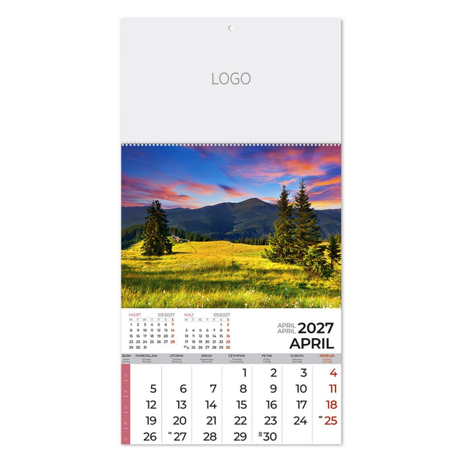 PRIRODA 58, wall calendar, 12 pages, a3 format       