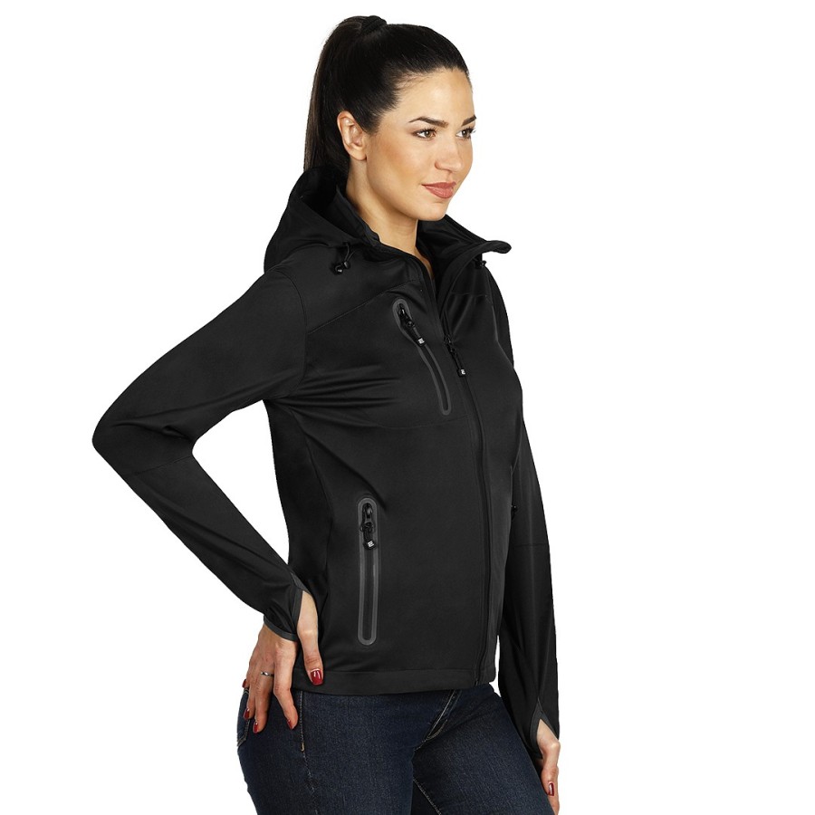 RIDER WOMEN, women's softshell hooded jacket, black
