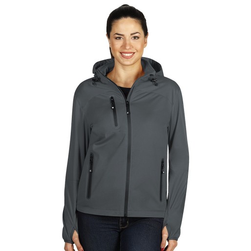 RIDER WOMEN, women's softshell hooded jacket, dark gray