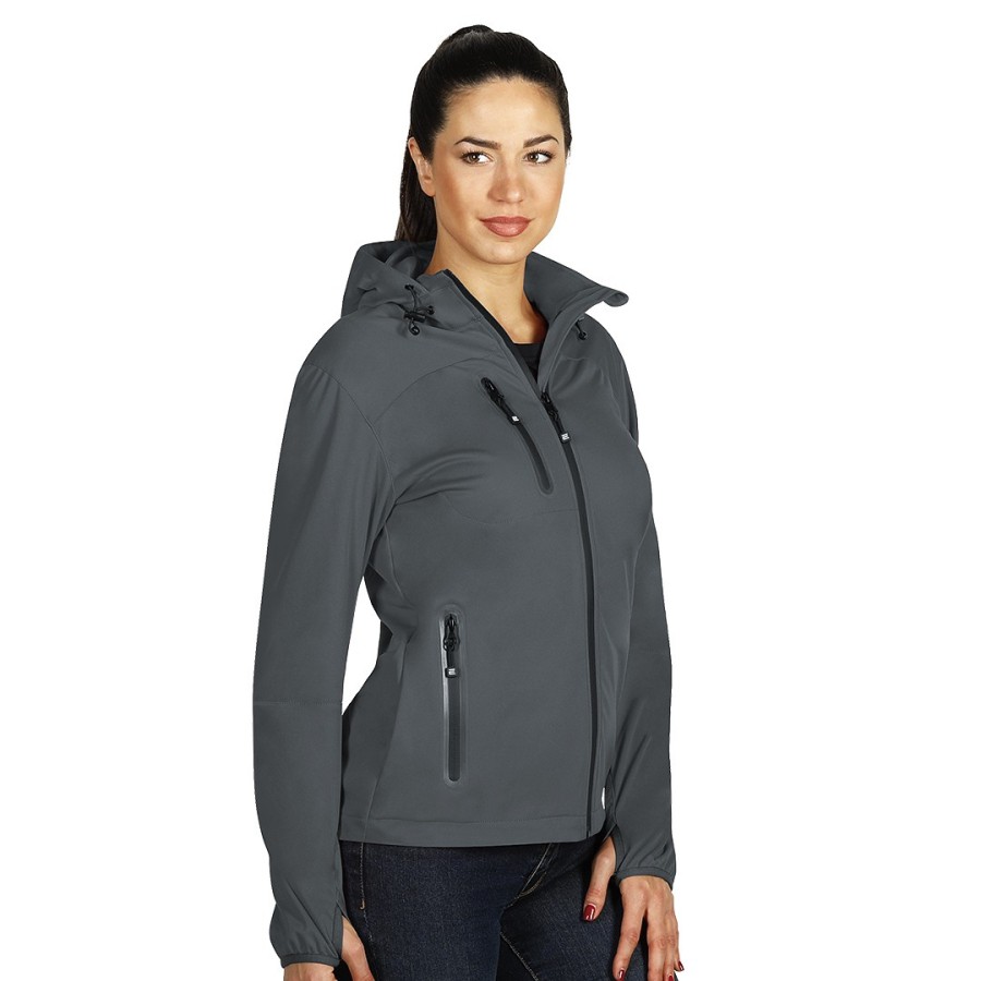 RIDER WOMEN, women's softshell hooded jacket, dark gray