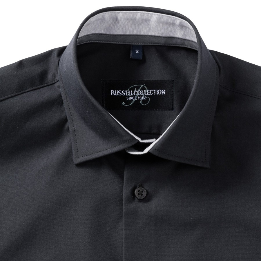 Men’s Long Sleeve Tailored Contrast Ultimate Stretch Shirt, Russell Europe