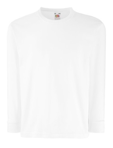 Fruit of the Loom, Valueweigtht, Men's Long Sleeve T-Shirt, White, 12-13