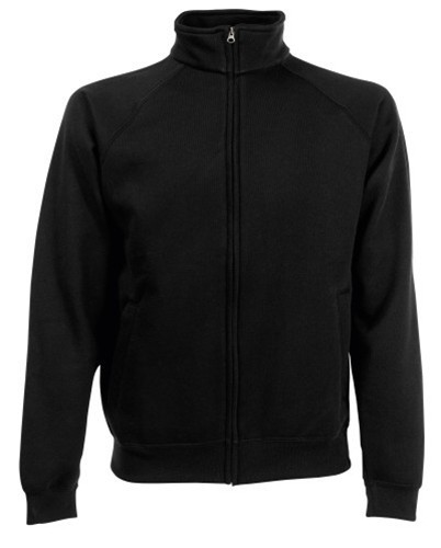 Fruit of the Loom, Classic Sweat Jacket, Men's Button-down Sweatshirt, Black, 2XL