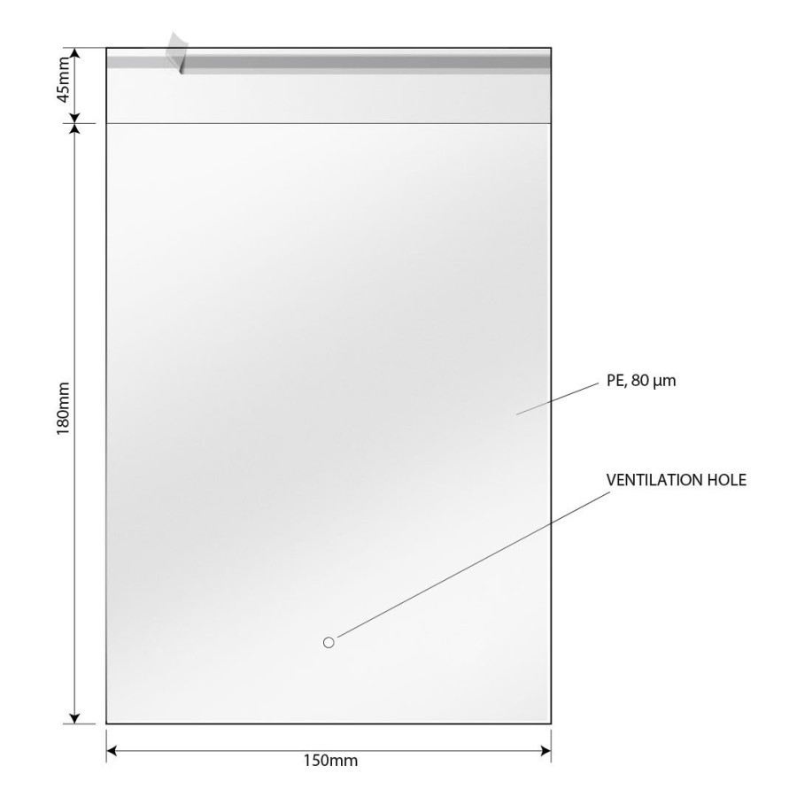POLY BAG 15 x 18, polybag with flap and self adhesive sealing, transparent