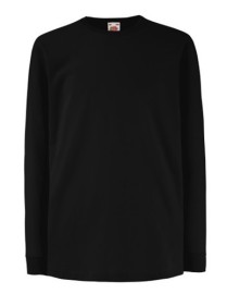 Fruit of the Loom, Valueweigtht, Men's Long Sleeve T-Shirt, Black, 12-13