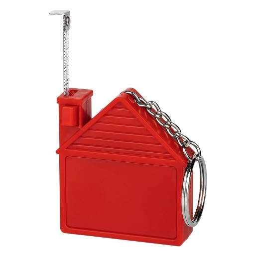 HOME, plastic key holder with measuring tape, 1 m, red