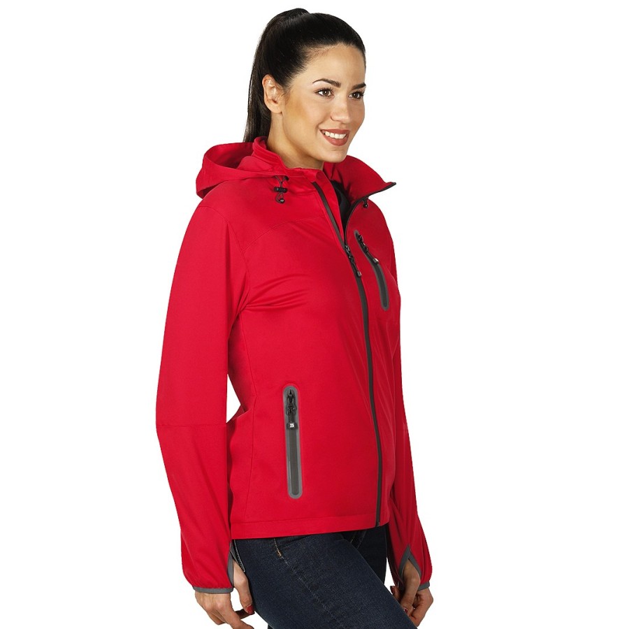 RIDER WOMEN, women's softshell hooded jacket, red