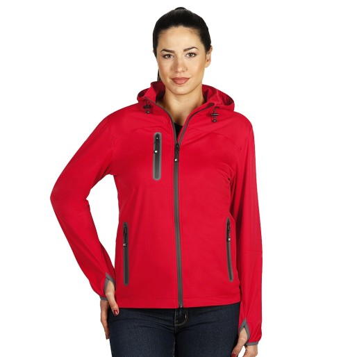 RIDER WOMEN, women's softshell hooded jacket, red