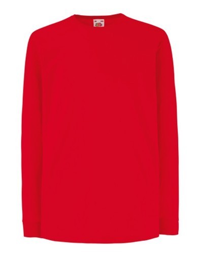 Fruit of the Loom, Valueweigtht, Men's Long Sleeve T-Shirt, Red, 3-4