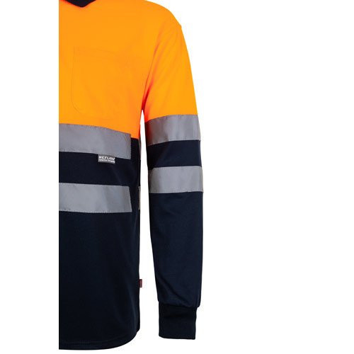 VL VULCAN. Bird-eye dvobojna polo majica (160g/m²) sa dugim rukavima, od poliestera (100%)