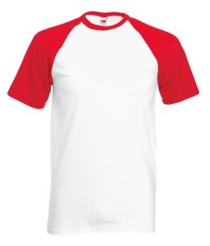 Fruit of the Loom, Baseball T, men's cotton two-tone T-shirt, white-green, 3XL